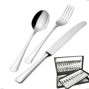 75-Piece Savoia Argentato Cutlery Set in Gift Case with Hollow Handle Knife, Silver Plated 3 mm Thickness, 25 Micron Silver, Stainless Steel 18/10 (AISI304), 3 mm Thickness