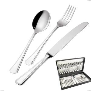Savoia Silver-Plated 3 mm Thickness 25 Micron 49 Pieces Cutlery Set in Canteen Box, Stainless Steel 18/10 (AISI304) Silver 25 Micron, 3 mm Thickness