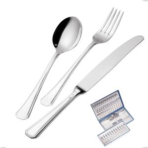 Savoia Silver-Plated 3 mm Thickness 25 Microns, 75-Piece Cutlery Set in Gift Case, Stainless Steel 18/10 (AISI304) Silver 25 Microns, 3 mm Thickness