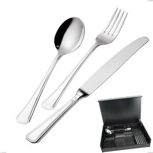 Savoia Silver-Plated 3 mm Thickness 25 Micron 51-Piece Cutlery Set in Wooden Case, Stainless Steel 18/10 (AISI304) Silver 25 Micron, Thickness 3 mm