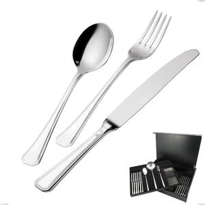Savoia Silver-Plated 3 mm Thickness 25 Micron, 75-Piece Cutlery Set in Wooden Case, Stainless Steel 18/10 (AISI304) Silver 25 Micron, 3 mm Thickness
