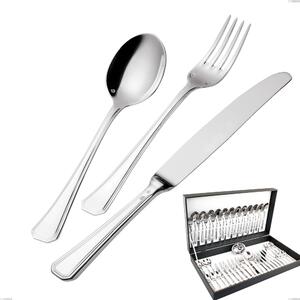 Savoia Silver-Plated 3 mm thickness 25 microns 51-piece cutlery set, Stainless steel 18/10 (AISI304) silver 25 microns, thickness 3 mm in canteen box