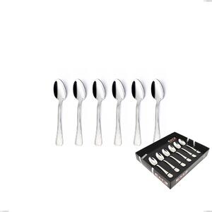 Savoia Argento 8 micron Set of 6 Moka Spoons with 8 Micron Silver Plating in Showcase Packaging, Stainless Steel AISI 304 Silver Finish, Silver Thickness 8 Microns, Cutlery Thickness 3 mm