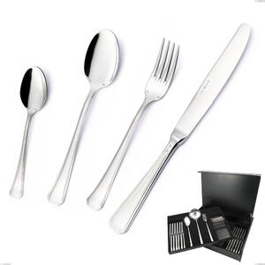 Savoia Argento 8 micron 75-piece cutlery set, 8 micron silver thickness in Wooden Canteen Box, Stainless steel Aisi 304 Silver Finish, cutlery thickness 3 mm