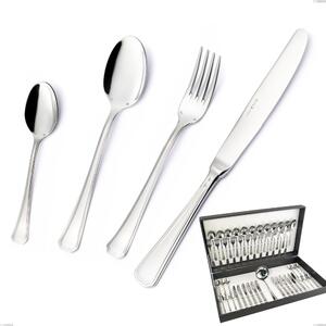 Savoia Argento 8 micron 49-piece cutlery set, 8 micron silver finish in canteen box, Stainless Steel Aisi 304 Silver Plated, silver thickness 8 microns, cutlery thickness 3 mm