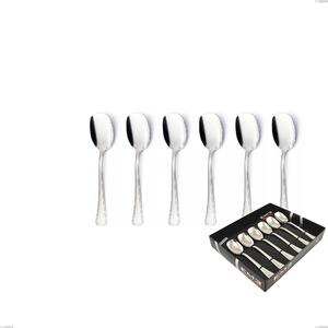 Savoia Argento 8 micron Set of 6 Ice Cream Spoons, Silver Plated Stainless Steel AISI 304, Silver Thickness 8 Microns, Cutlery Thickness 3 mm in Display Box