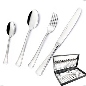 Savoia Argento 8 micron 51-piece Cutlery Set, Stainless Steel Aisi 304 Silver Finish, 8 Micron Silver Thickness, 3 mm Cutlery Thickness in Canteen Box