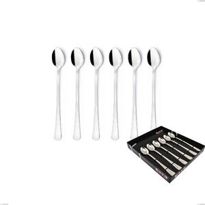 Showcase Pack of 6 Savoia Argento 8 Micron Beverage Spoons, Stainless Steel Aisi 304 Silver Finish, Silver Thickness 8 Microns, Cutlery Thickness 3 mm