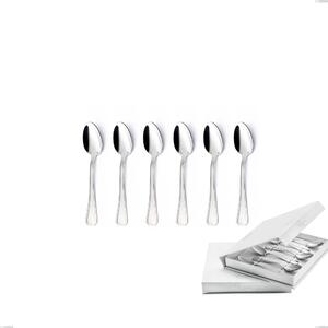 Savoia Argento 8 Micron Set of 6 Moka Spoons, Silver-Plated Stainless Steel AISI 304, 8 Micron Silver Thickness, 3 mm Cutlery Thickness in Book-Type Box