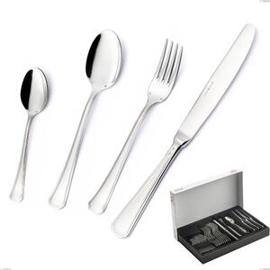 30-Piece Savoia Argento 8 Micron Cutlery Set in Panoramic Packaging, Stainless Steel Aisi 304 with Silver Finish, 8 Micron Silver Thickness, 3 mm Cutlery Thickness