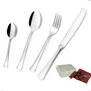 Savoia Argento 8 micron 75-piece Silver Cutlery Set with Anti-Tarnish Case, Stainless Steel Aisi 304 Silver Finish, Silver Thickness 8 Microns, Cutlery Thickness 3 mm