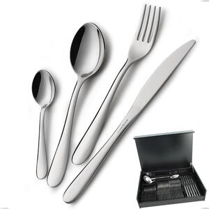 51-Piece Segno Cutlery Set in Wooden Case, Economical Knife, Stainless Steel 18/10 (AISI304), 1.8 mm Thickness