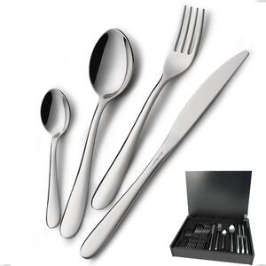 24 Piece Segno Cutlery Set in Wooden Case, Economical Knife, Stainless Steel 18/10 (AISI304), 1.8 mm Thickness