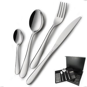 75-Piece Segno Cutlery Set in Wooden Case, Economical Knife, Stainless Steel 18/10 (AISI304), 1.8 mm Thickness