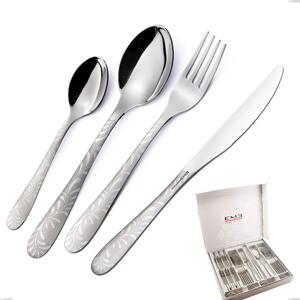 Mediterranean Sign 24 Piece Cutlery Set in Case, 18/10 Stainless Steel (AISI 304) Laser Engraving, 1.8 mm Thickness