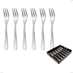 Set of 6 Segno Mediterraneo Dessert Forks in Display Box, 18/10 Stainless Steel (aisi 304) with Laser Engraving, 1.8 mm Thickness