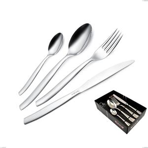 Shark 24 Piece Stainless Steel Cutlery Set for 6 Table Settings with 6 Steak Knives, Polished 18.C Steel, 2 mm Thickness, Polished Stainless Steel