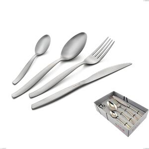Shark Sandblasted 16 Piece Cutlery Set in Showcase Box, 2mm Thick Satin Stainless Steel 18/0, Economical Knife