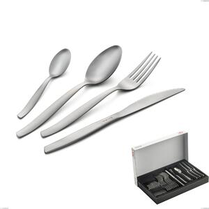 Shark Sandblasted 30-piece cutlery set in panoramic packaging with economical knife, 18/0 Satin Stainless Steel, 2 mm thickness
