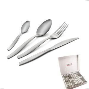Shark Sandblasted 24 Piece Cutlery Set in Gift Box, Economic Knife, 18/0 Satin Stainless Steel, 2 mm Thickness