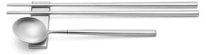 KYOTO SUSHI Sandblasted Forged 18.10 Stainless Steel Cutlery Set Includes 3 Pieces, Chopstick 250 mm, Spoon 183 mm with Sandblasted Stainless Steel Finish Plus Rest
