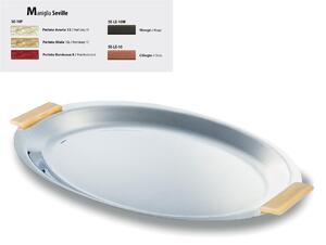 Seville Polished Stainless Steel Oval Tray 41 cm with Coloured Handles