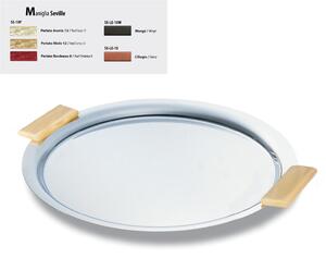 Seville Polished Stainless Steel Round Tray � 30 cm with Coloured Handles