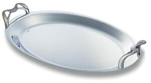 Oval Tray with Handles 41 cm ALEX EME Line in Polished Stainless Steel with Chrome Handles