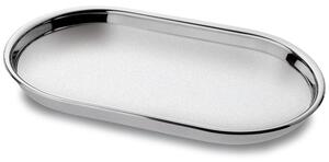 Convivio Oval Tray with Raised Edge and Polished Stainless Steel Rim, Sandblasted Interior � 42 cm
