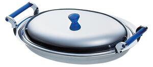Oval vegetable dish 41 cm Vulcano Shiny made of 18.10 stainless steel composed of tray and lid with metal handles, does not include an internal baking dish, name: Vulcano