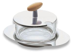 Oval Cheese Dish in Polished Steel with Wooden Handle Apollo Line 13x10xh9 cm Apollo