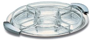 Round 4-Compartment appetizer dish � 30 cm with Satin Steel Handles Domino Line EME Name: domino