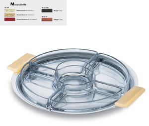 Round appetizer dish Seville with Crystals 5 Compartments � 35 cm with Coloured Handles