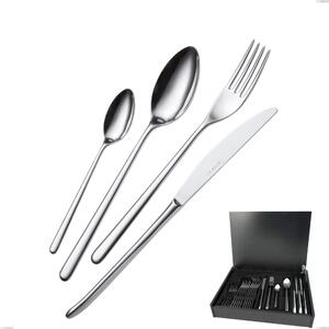 Venice 24-Piece Cutlery Set in Wooden Case, Stainless Steel 18/10 (AISI304), 4.00 mm Thickness