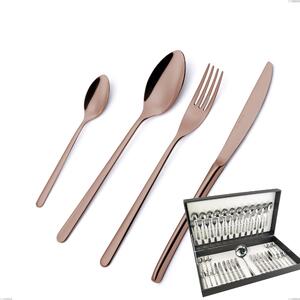 Venice Copper Bronze 49 Piece Cutlery Set in Canteen Box, 18-10 Stainless Steel with Bronze PVD Treatment, 4 mm Thickness