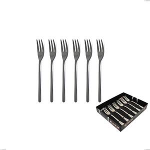 Venice Gun Metal Set of 6 Dessert Forks in Showcase Packaging, Stainless Steel 18-10 with Gunmetal PVD Coating, 4 mm Thickness