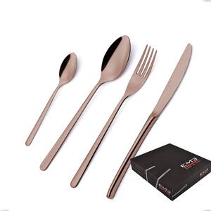 Venice Copper Bronze 49 Piece Cutlery Set in Gift Box, 18-10 Stainless Steel with Bronze PVD Coating, 4 mm Thickness