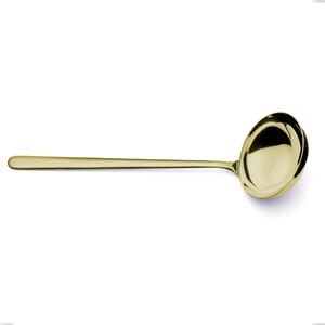 Venice Tin Gold Ladle, Stainless Steel 18-10 Gold PVD Treatment, 4 mm Thickness, 310 mm Length