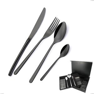 VENICE Gun Metal Cutlery Set 75 Pieces 12 Table Settings Stainless Steel 18/10 AISI304 4.0 mm Thickness in Wooden Case
