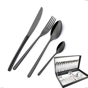 Venice Gun Metal 51 Piece Cutlery Set in Canteen Box, 18-10 Stainless Steel with Gunmetal PVD Coating, 4mm Thickness