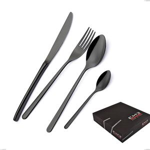 75-Piece Venice Gun Metal Cutlery Set in Gift Box, 18-10 Stainless Steel with Gunmetal PVD Coating, 4mm Thickness