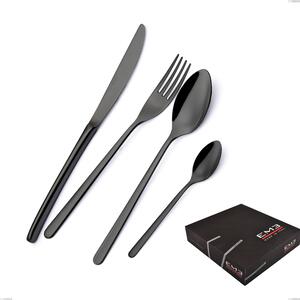 Venice Gun Metal 49-piece Cutlery Set in Gift Box, 18-10 Stainless Steel with Gunmetal PVD Coating, 4 mm Thickness