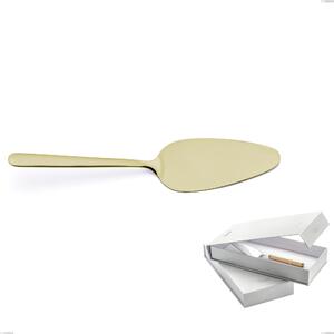 Venice Tin Gold Cake Slice in Book-style Case, 18-10 Stainless Steel with Gold PVD Treatment, 4 mm Thickness
