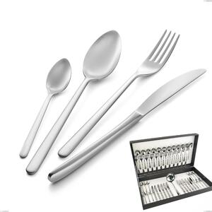 Venice Sandblasted 49 Piece Cutlery Set in Canteen Box, Sandblasted Stainless Steel Aisi 304, 4 mm Thickness