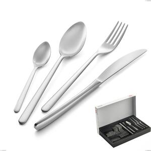 30-Piece Venice Sandblasted Cutlery Set in Panoramic Packaging, Sabbia-Finished Stainless Steel Aisi 304, 4 mm Thickness