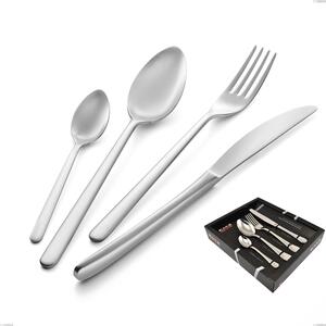 Venice Sandblasted 24 Piece Cutlery Set in Display Case, Sandblasted Stainless Steel Aisi 304, 4 mm Thickness