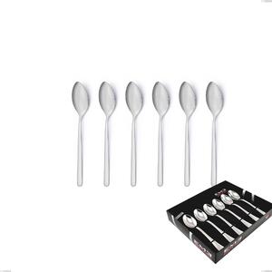 Set of 6 Venice Sandblasted Coffee Spoons in Showcase Packaging, Stainless Steel Aisi 304 Sandblasted Cutlery, 4 mm Thickness