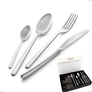 VENICE Sandblasted Cutlery Set 24 Pieces Matte Stainless Steel 18/10 AISI304 Thickness 4.0 mm in Panoramic Packaging