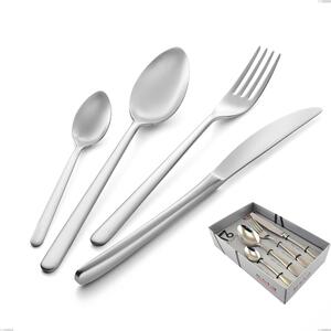 16-Piece Venice Sandblasted Cutlery Set in Showcase Box, Sandblasted Stainless Steel Aisi 304, 4 mm Thickness