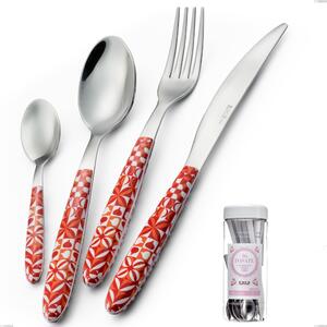 French jar packaging 16 pieces Vero Circle cutlery set, 18.0 stainless steel nickel free, PBT sublimated handle polished steel